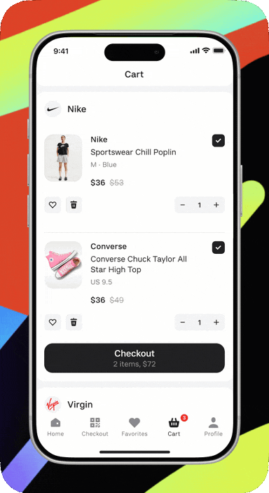 Cart screen after the purchase flow launched